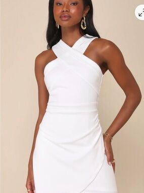 Lulu's White Crisscross Neck Mini Dress